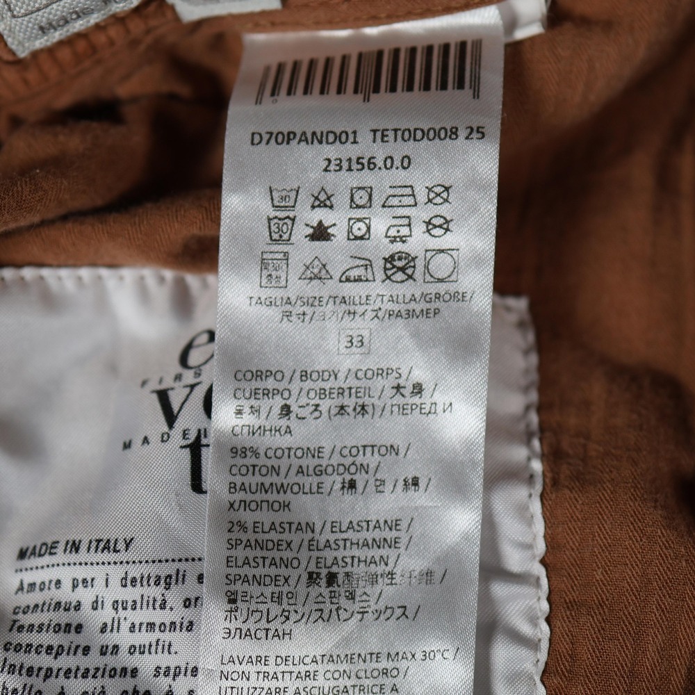 Eleventy Pants Mens 33x29 Brown Corduroy Slim Tapered Chino Made In Italy - Picture 6 of 12